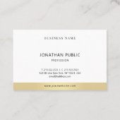 Professioneel Elegant Goud Wit Minimalist Plain Visitekaartje (Achterkant)