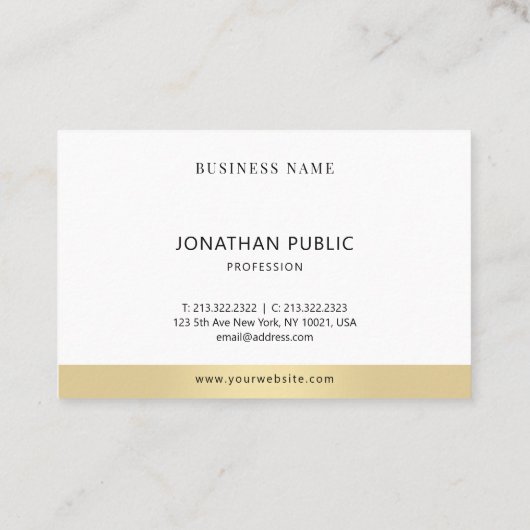 Professioneel Elegant Goud Wit Minimalist Plain Visitekaartje (Achterkant)