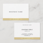 Professioneel Elegant Goud Wit Minimalist Plain Visitekaartje (Voorkant / Achterkant)