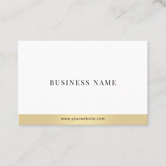 Professioneel Elegant Goud Wit Minimalist Plain Visitekaartje (Voorkant)