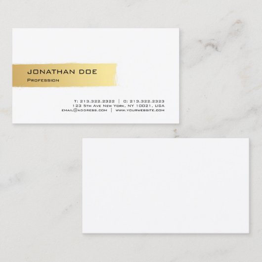 Professioneel Elegant Goud Wit Modern Eenvoudig Ko Visitekaartje (Voorkant / Achterkant)
