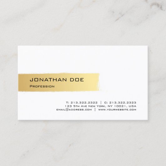 Professioneel Elegant Goud Wit Modern Eenvoudig Ko Visitekaartje (Voorkant)