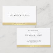 Professioneel Elegant Goud Wit Modern Eenvoudig Visitekaartje (Voorkant / Achterkant)