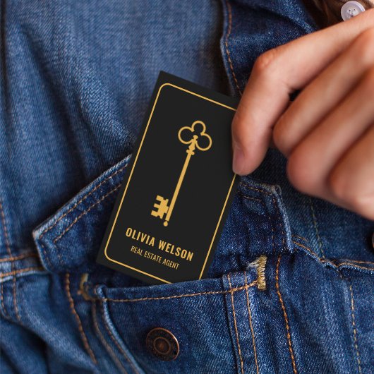 Professioneel Elegant Goud & Zwart Vastgoed Chic Visitekaartje