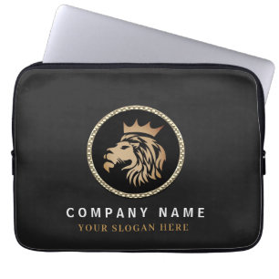 Professioneel Elegant Gouden Leeuw Logo Laptop Sleeve