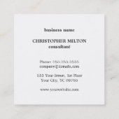 Professioneel Elegant Grijs Wit Monogram Vierkante Visitekaartje (Achterkant)