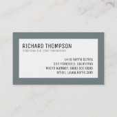 Professioneel & Elegant, Grijze Rand, Minimaal Visitekaartje (Achterkant)