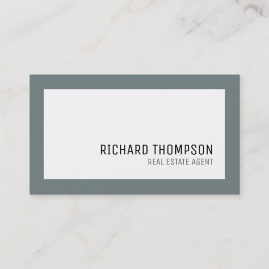 Professioneel & Elegant, Grijze Rand, Minimaal Visitekaartje (Voorkant)