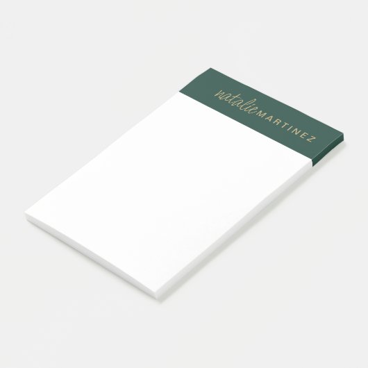 Professioneel Elegant Groen Goud Gepersonaliseerd  Post-it® Notes (Schuin)