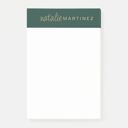 Professioneel Elegant Groen Goud Gepersonaliseerd Post-it® Notes (Voorkant)