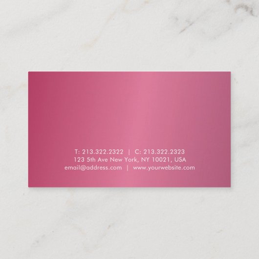 Professioneel Elegant Heet Roze Modern Schoon Ontw Visitekaartje (Achterkant)