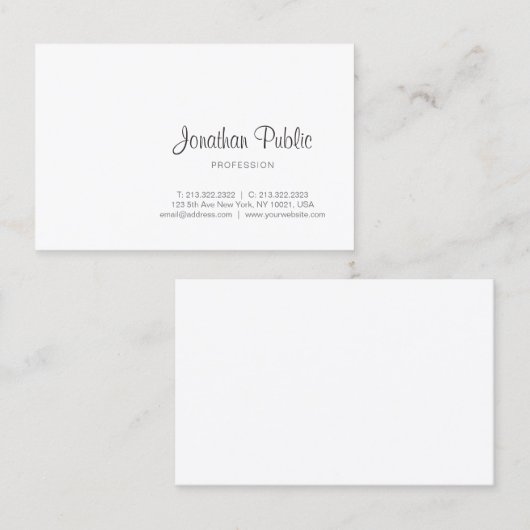 Professioneel elegant kalligrafie script modern visitekaartje (Voorkant / Achterkant)