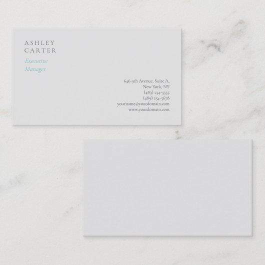 Professioneel elegant lichtgrijs minimalistisch mo visitekaartje (Voorkant / Achterkant)