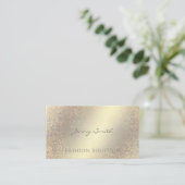 Professioneel elegant luxe golden/bronze confetti visitekaartje (Staand voorkant)
