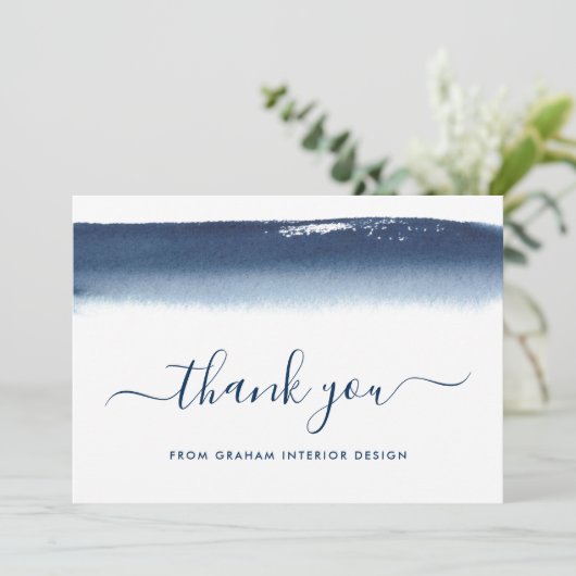 Professioneel Elegant Marine Blauw Bedrijf Bedankkaart (Staand voorkant)