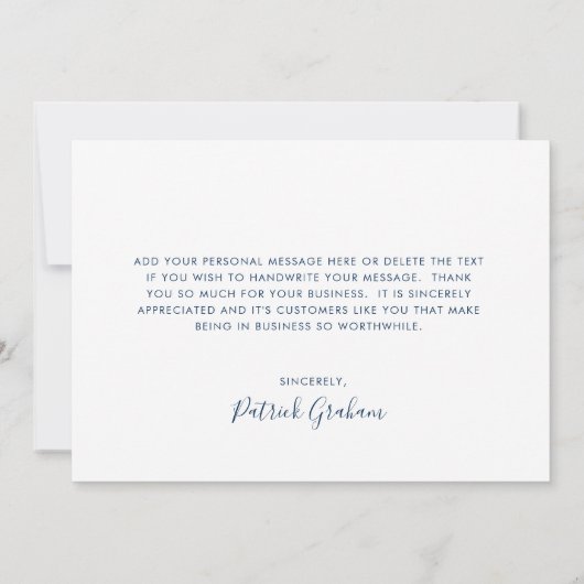 Professioneel Elegant Marine Blauw Bedrijf Bedankkaart (Achterkant)