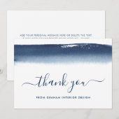 Professioneel Elegant Marine Blauw Bedrijf Bedankkaart (Voorkant / Achterkant)