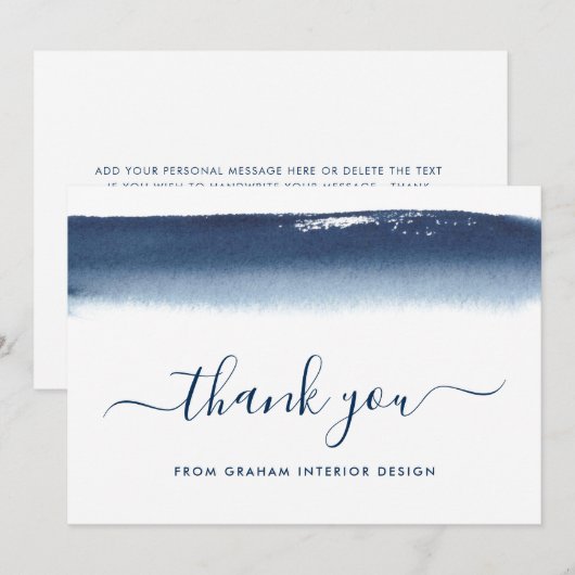 Professioneel Elegant Marine Blauw Bedrijf Bedankkaart (Voorkant / Achterkant)