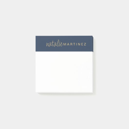 Professioneel Elegant Marine Blauw Goud Gepersonal Post-it® Notes (Voorkant)