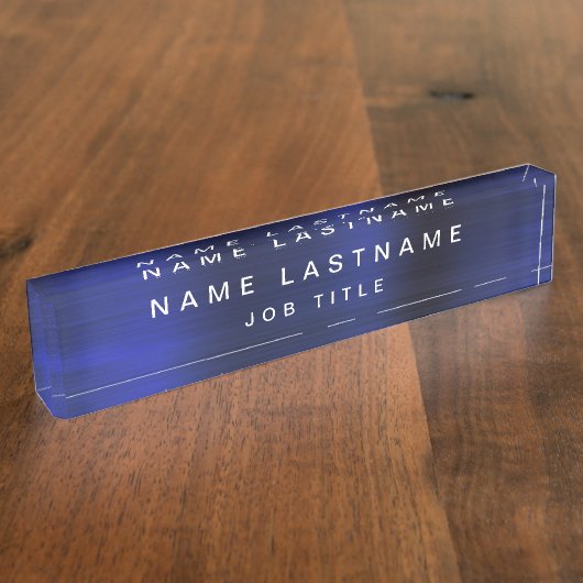 Professioneel Elegant Metallic Navy Blue Desk Naambordje (Zijkant)