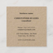 Professioneel Elegant Minimaal Kraft Zwart Monogra Vierkante Visitekaartje (Achterkant)