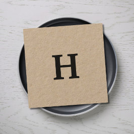 Professioneel Elegant Minimaal Kraft Zwart Monogra Vierkante Visitekaartje