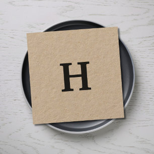 Professioneel Elegant Minimaal Kraft Zwart Monogra Vierkante Visitekaartje