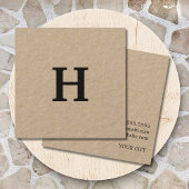 Professioneel Elegant Minimaal Kraft Zwart Monogra Vierkante Visitekaartje