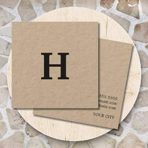 Professioneel Elegant Minimaal Kraft Zwart Monogra Vierkante Visitekaartje