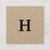 Professioneel Elegant Minimaal Kraft Zwart Monogra Vierkante Visitekaartje (Voorkant)