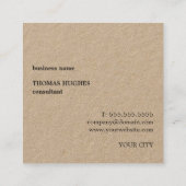 Professioneel Elegant Minimaal Kraft Zwart Monogra Vierkante Visitekaartje (Achterkant)