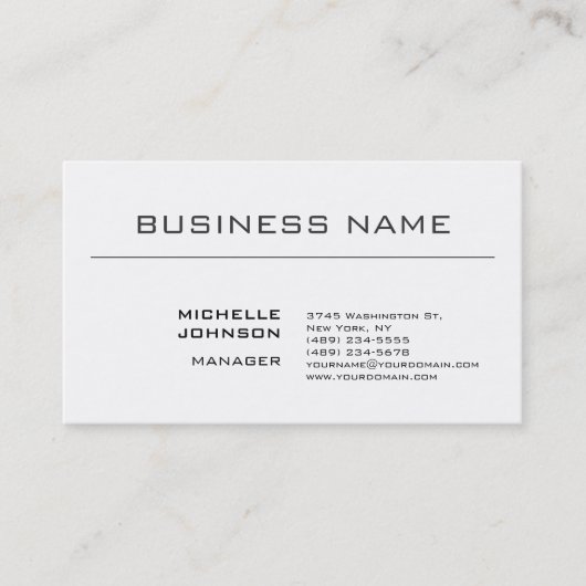 Professioneel Elegant Minimalistisch Gewoon Zwart Visitekaartje (Voorkant)