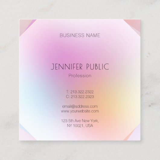 Professioneel elegant modern design, kleurrijk vierkante visitekaartje (Achterkant)