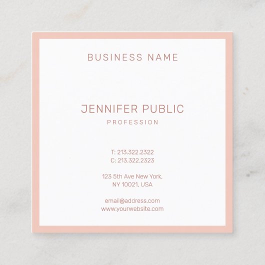 Professioneel Elegant Modern Eenvoudig Sjabloon On Vierkante Visitekaartje (Achterkant)