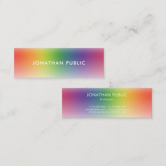 Professioneel Elegant Modern Kleurrijk Eenvoudig Mini Visitekaartje (Voorkant / Achterkant)