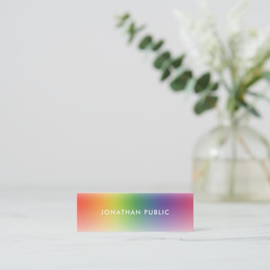 Professioneel Elegant Modern Kleurrijk Eenvoudig Mini Visitekaartje (Staand voorkant)