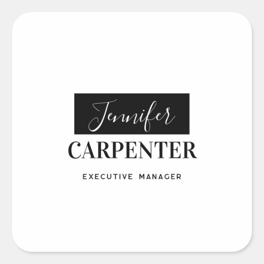 Professioneel elegant modern minimalistisch gewoon vierkante sticker (Voorkant)