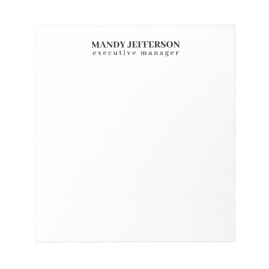 Professioneel elegant modern minimalistisch met na notitieblok (Voorkant)