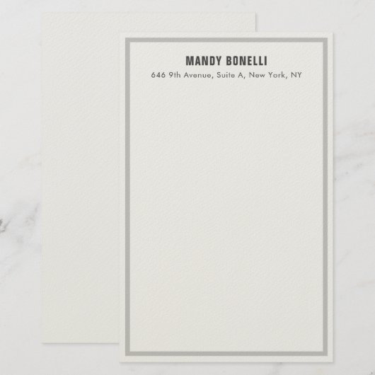 Professioneel elegant modern minimalistisch naam t briefpapier (Voorkant / Achterkant)
