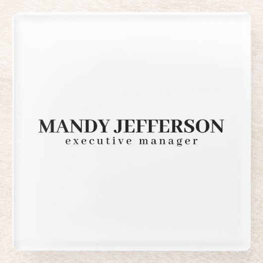 Professioneel elegant modern minimalistisch naam t glazen onderzetter (Voorkant)
