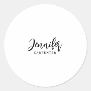 Professioneel elegant modern minimalistisch naam t ronde sticker