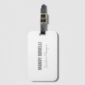 Professioneel elegant modern minimalistisch toevoe bagagelabel (Voorkant (verticaal))