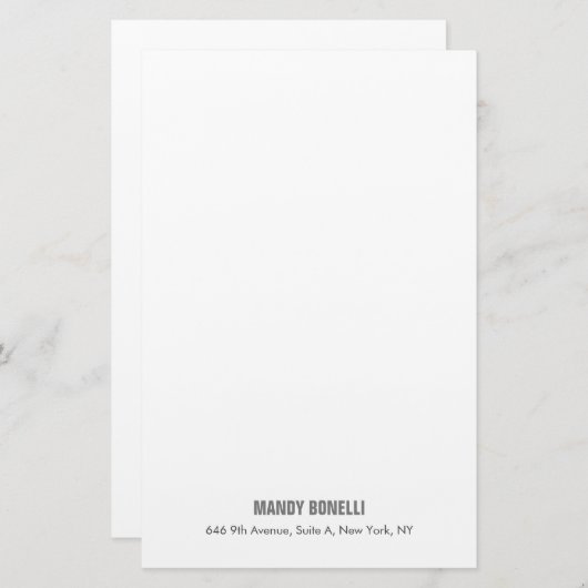 Professioneel elegant modern minimalistisch toevoe briefpapier (Voorkant / Achterkant)