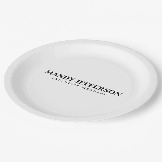 Professioneel elegant modern minimalistisch toevoe papieren bordje (Gekanteld)