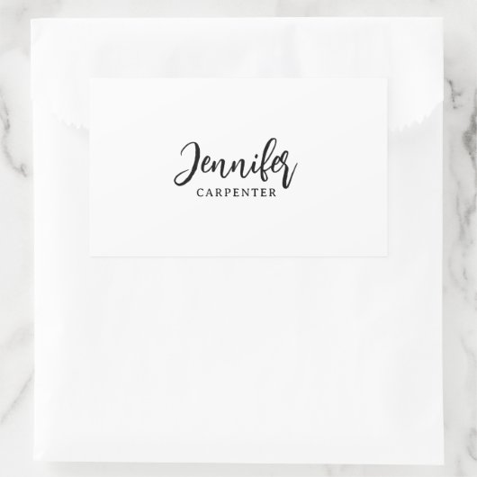 Professioneel elegant modern minimalistisch toevoe rechthoekige sticker (Tas)