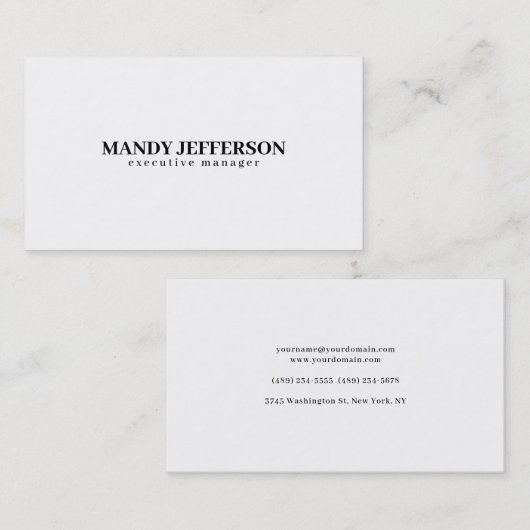Professioneel elegant modern minimalistisch toevoe visitekaartje (Voorkant / Achterkant)
