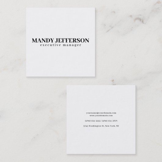 Professioneel elegant modern minimalistisch voeg n vierkante visitekaartje (Voorkant / Achterkant)