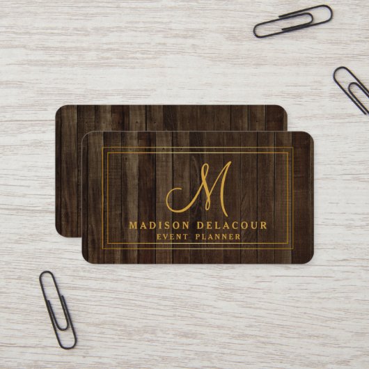 Professioneel Elegant Modern Monogram Gold & Wit Visitekaartje (Voorkant / Achterkant in situ)