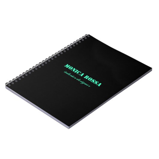 Professioneel Elegant Modern Neon Blauwgroen Zwart Notitieboek (Linkerzijde)