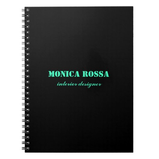 Professioneel Elegant Modern Neon Blauwgroen Zwart Notitieboek (Voorkant)